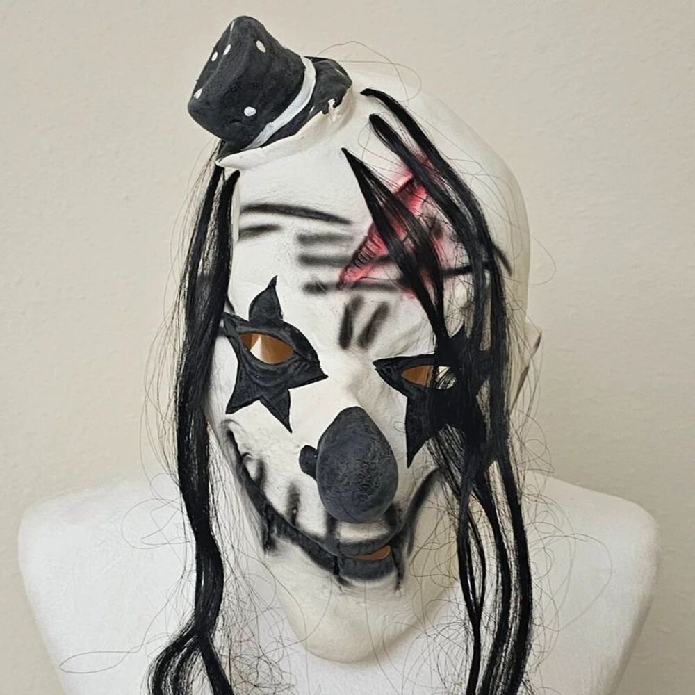Killer Clown Costume Latex Mask Mini Top Hat - Halloween Costume Party Cosplay